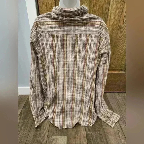 Chaps Shirt Men's 2XL XXL Yellow Red Brown Plaid Long Sleeve Button Down - Picture 3 of 6